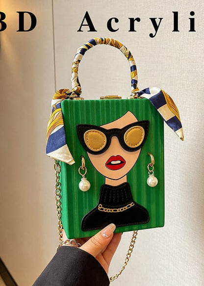 Chic Pop-Art Diva Mini Box Crossbody Bag