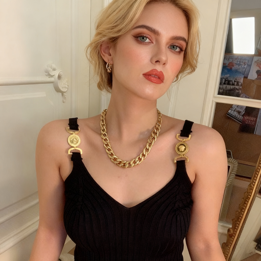 Metallic Strap Knit Tank Top