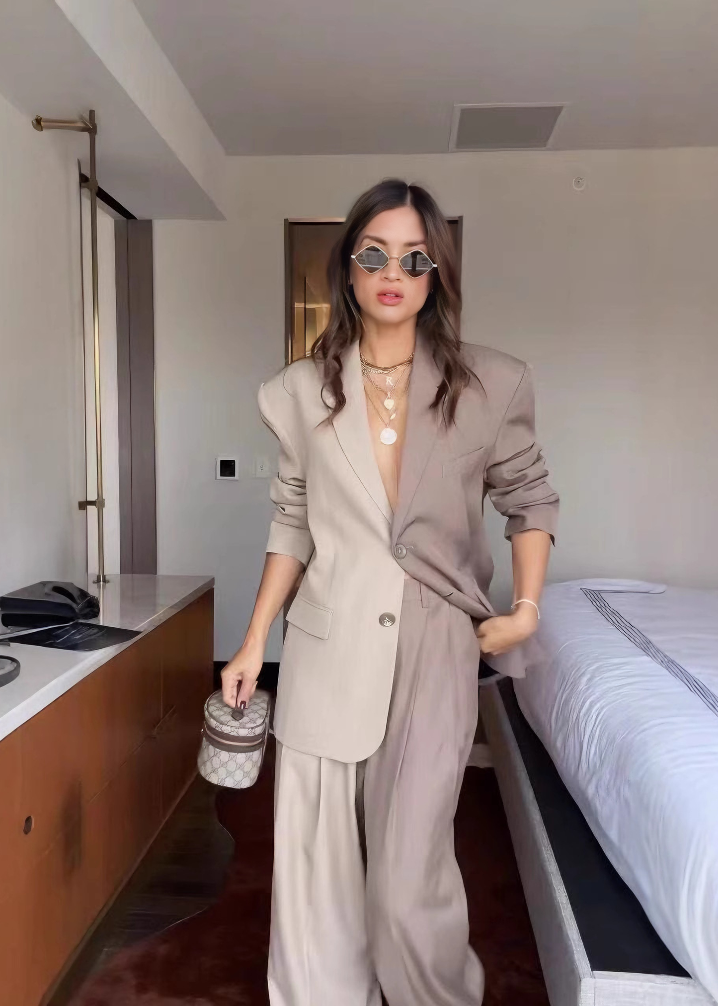 Stylish Two-Tone Blazer Set
