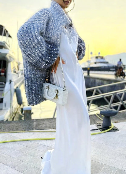 Glam Zipper Knit Cardigan