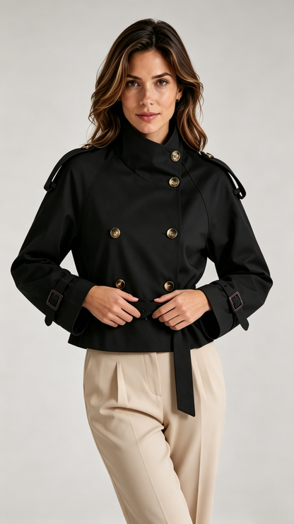 Women's Cropped High Neck Trench Coat