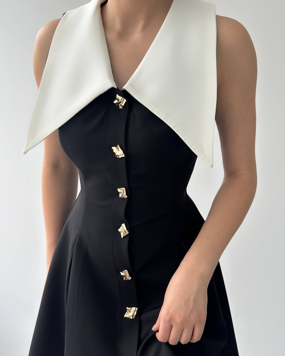 Classic Dress with Lapel Collar