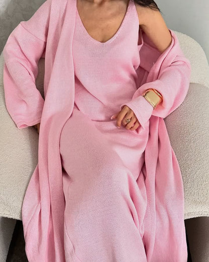 Knit Tank Maxi Dress + Long Sleeve Cardigan Set