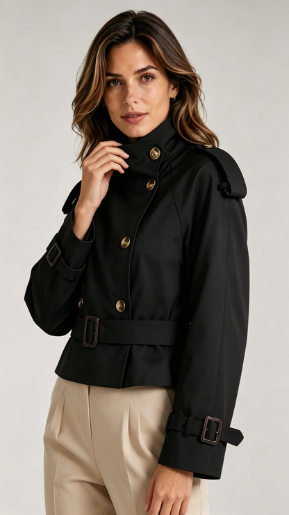 Women's Cropped High Neck Trench Coat