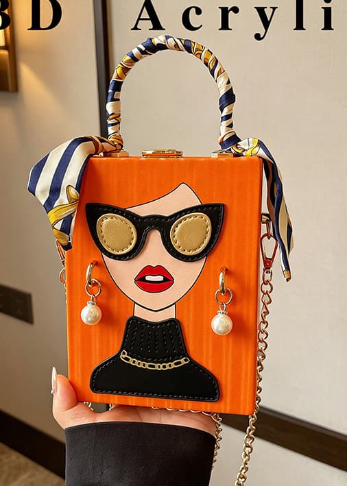 Chic Pop-Art Diva Mini Box Crossbody Bag