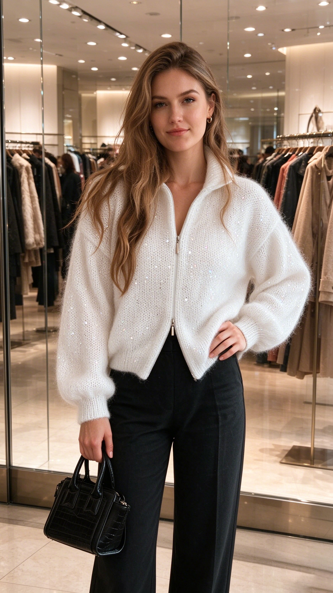 Elegant Sparkling Women's Knit Cardigan