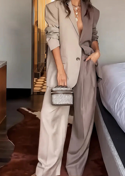 Stylish Two-Tone Blazer Set