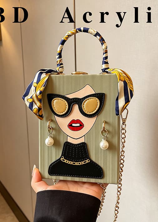 Chic Pop-Art Diva Mini Box Crossbody Bag
