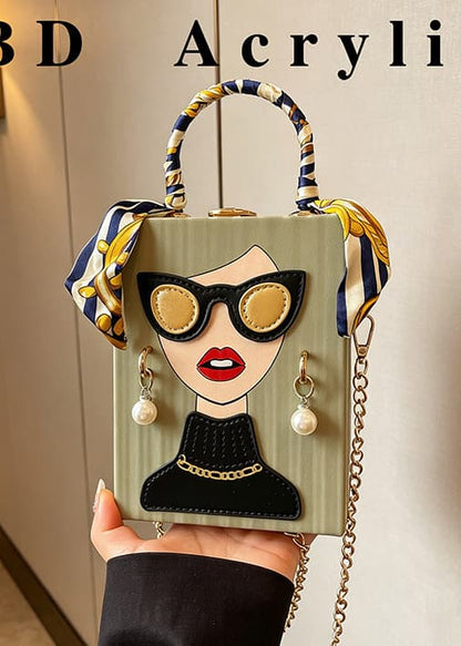 Chic Pop-Art Diva Mini Box Crossbody Bag