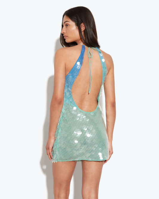 Sexy Backless Sequin Halter Sling Dress