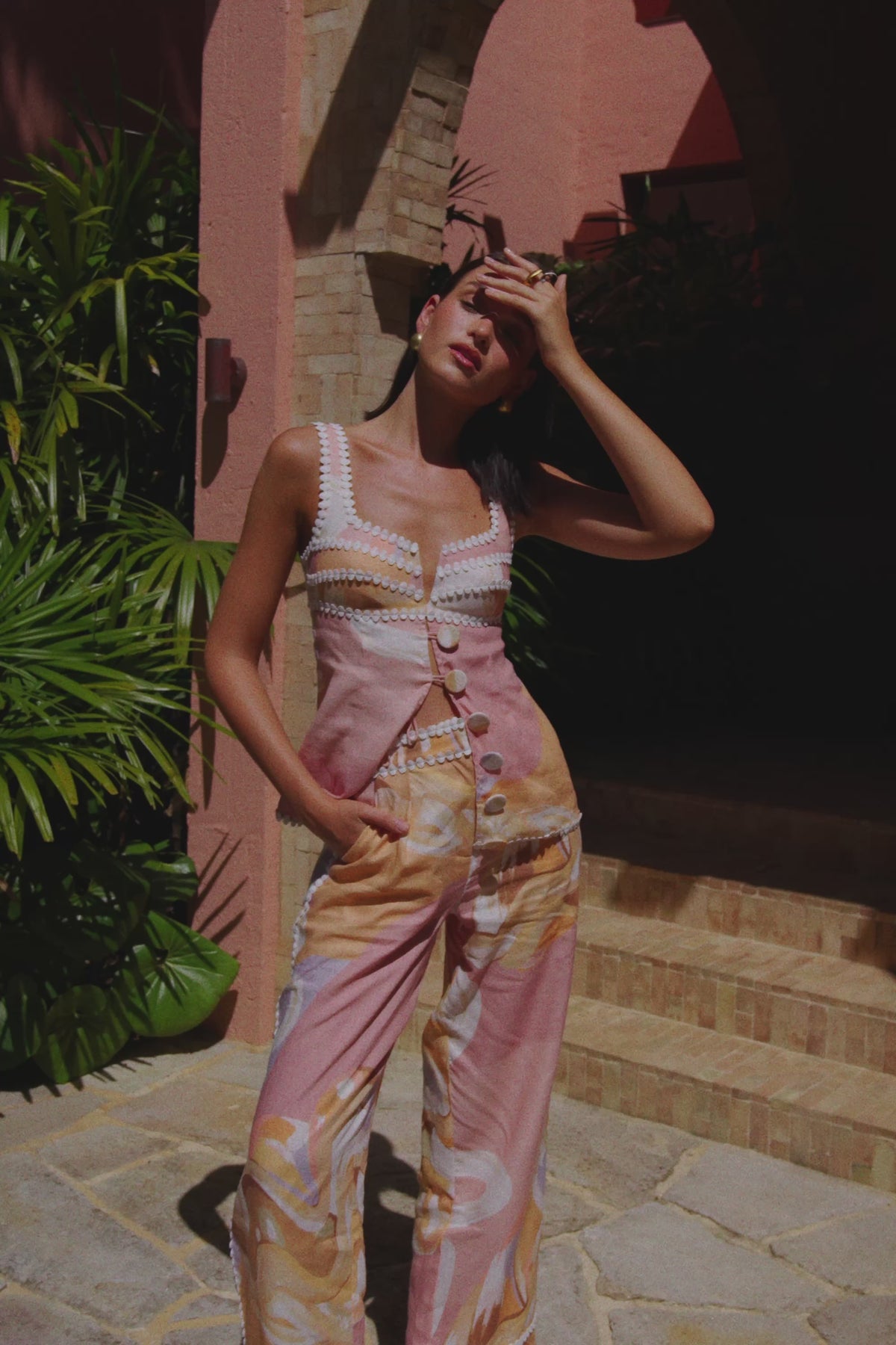 Galaxy Print Two-Piece Set with Pockets