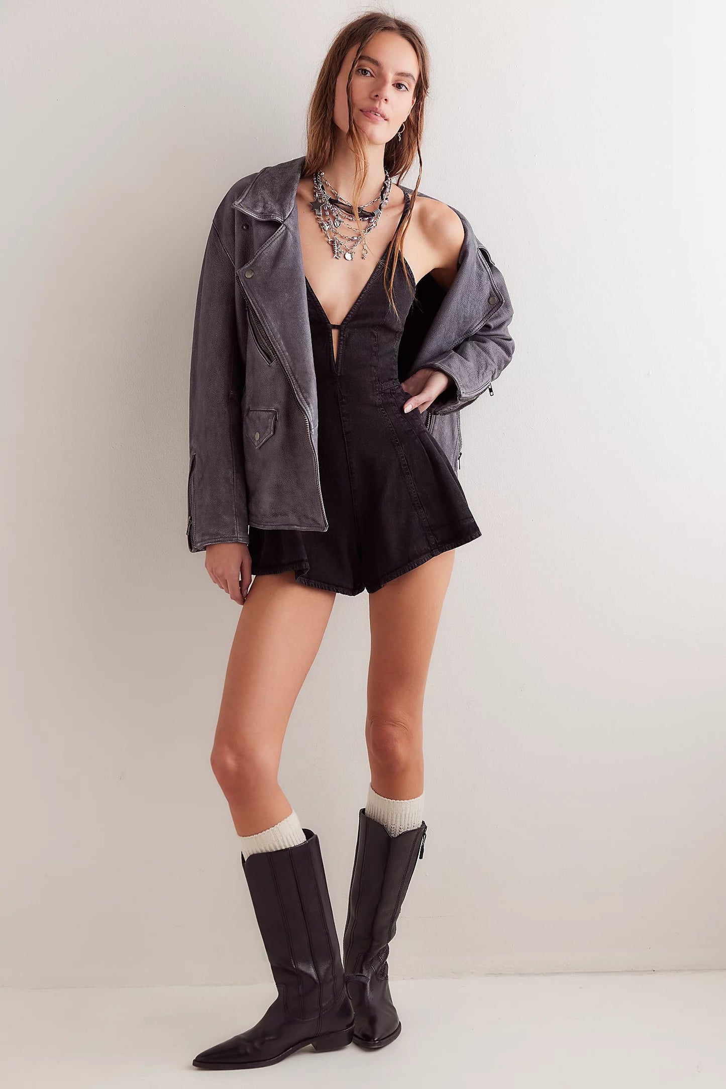 Sweet Style Sleeveless Denim Romper