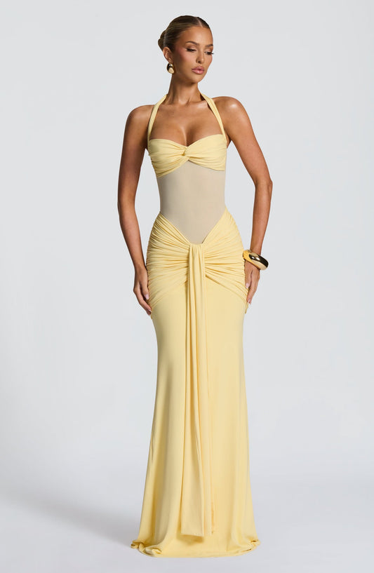 Cut-Out Mesh Bodycon Midi Dress
