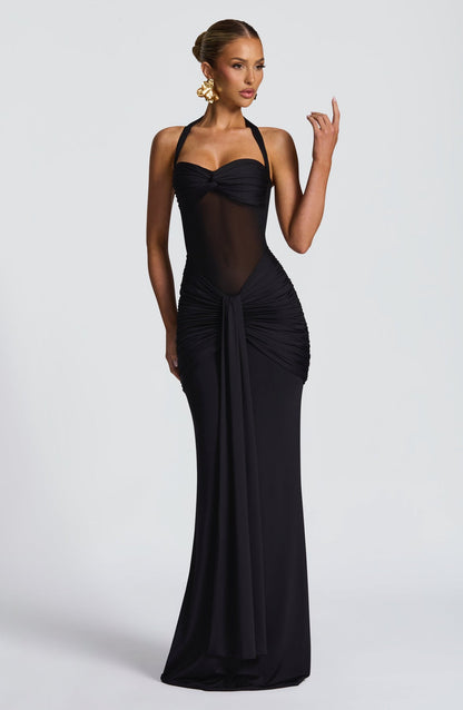 Cut-Out Mesh Bodycon Midi Dress