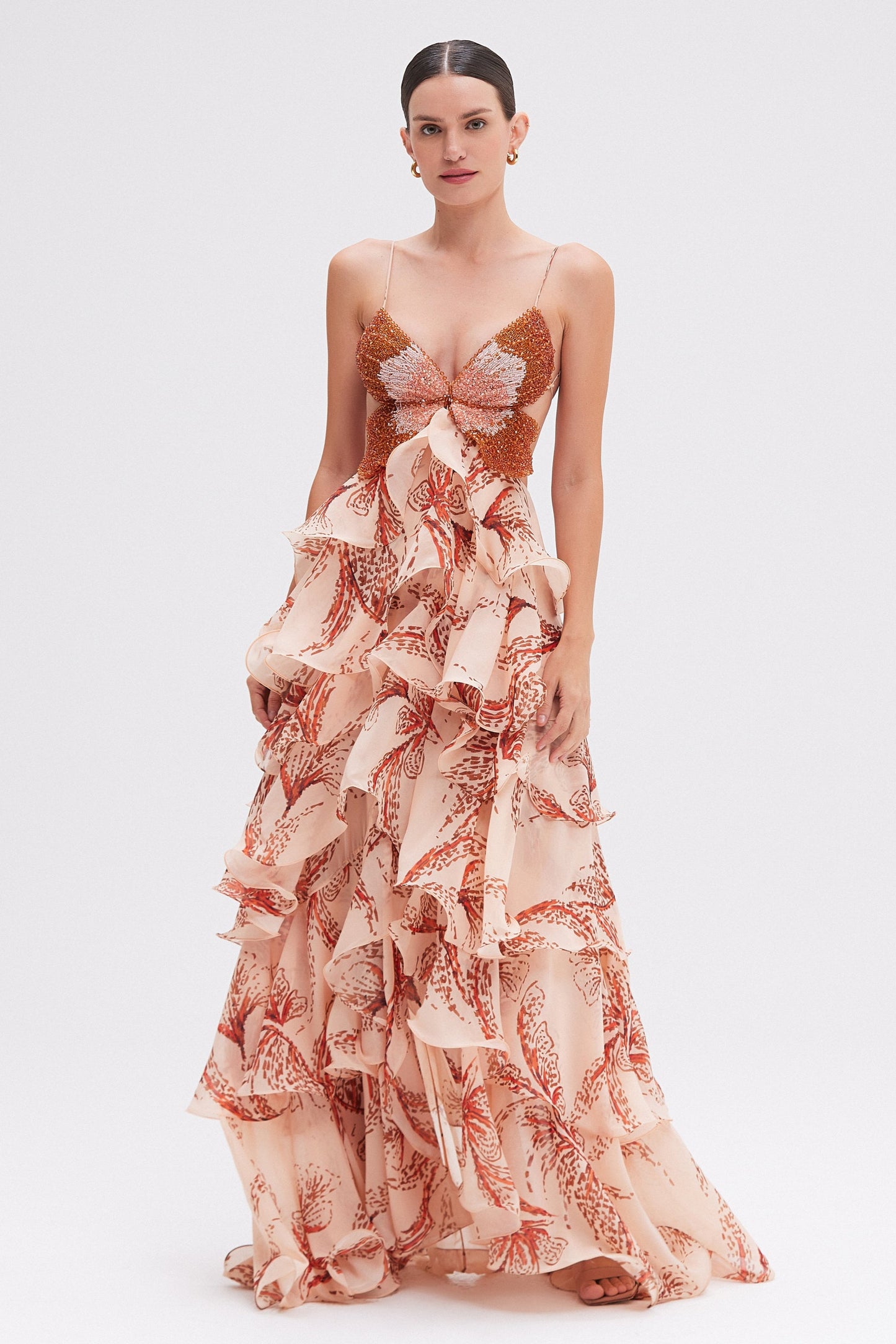Ruffled Butterfly Layered Maxi Dress