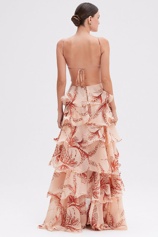 Ruffled Butterfly Layered Maxi Dress