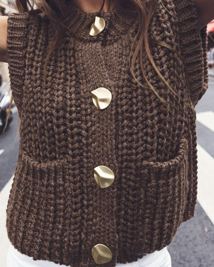 Chunky Knit Short Vest Cardigan