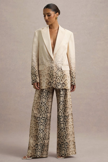 Gradient Color Long-Sleeve Blazer & Pants Suit Set