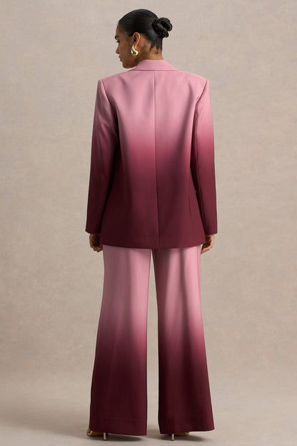 Gradient Color Long-Sleeve Blazer & Pants Suit Set
