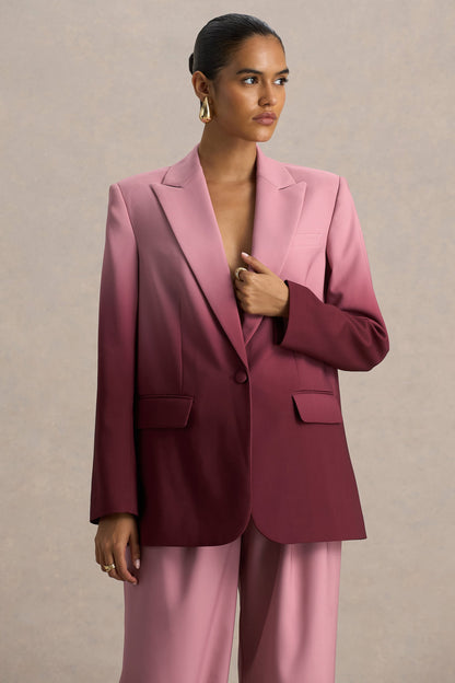 Gradient Color Long-Sleeve Blazer & Pants Suit Set