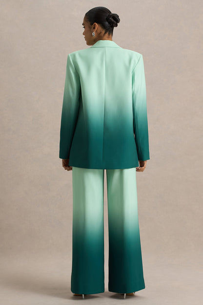 Gradient Color Long-Sleeve Blazer & Pants Suit Set
