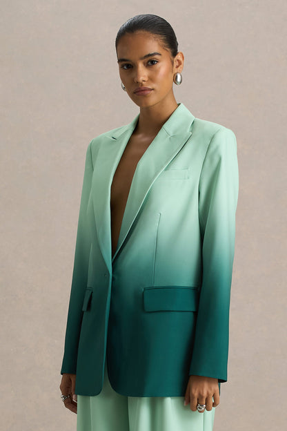 Gradient Color Long-Sleeve Blazer & Pants Suit Set