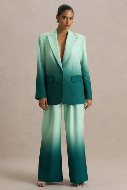 Gradient Color Long-Sleeve Blazer & Pants Suit Set