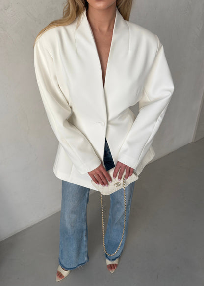 Elegant V-Neck Hourglass Blazer – Tailored Slim Fit Suit Jacket
