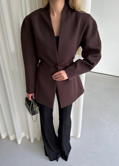 Elegant V-Neck Hourglass Blazer – Tailored Slim Fit Suit Jacket