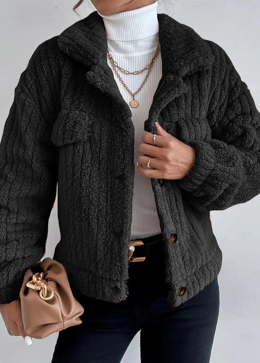 Women’s Plush Rabbit-Fur Fleece Collar Jacket – Soft, Thick & Cozy Winter Outerwear