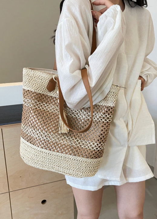 Large Capacity Handwoven Straw Tote Bag