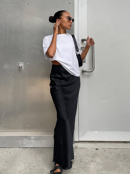 Versatile Silk Midi Skirt