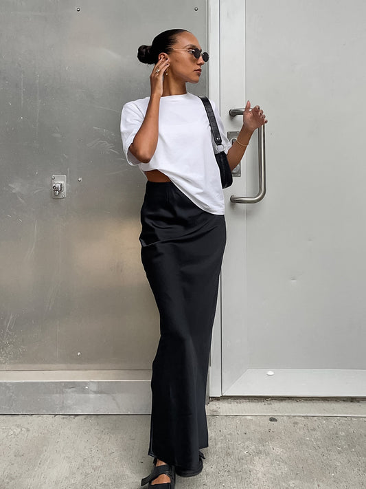 Versatile Silk Midi Skirt