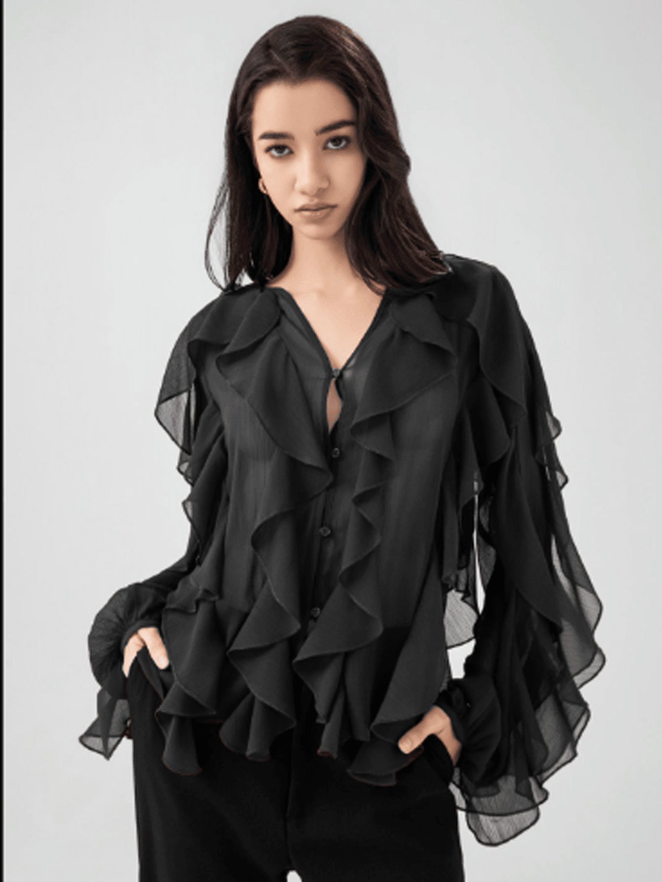Layered solid color flowing shirt