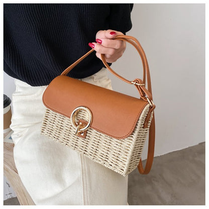 Round-mouth woven small square bag