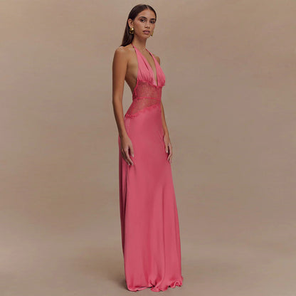 Premium Lace-Inserted Silk Slip Dress