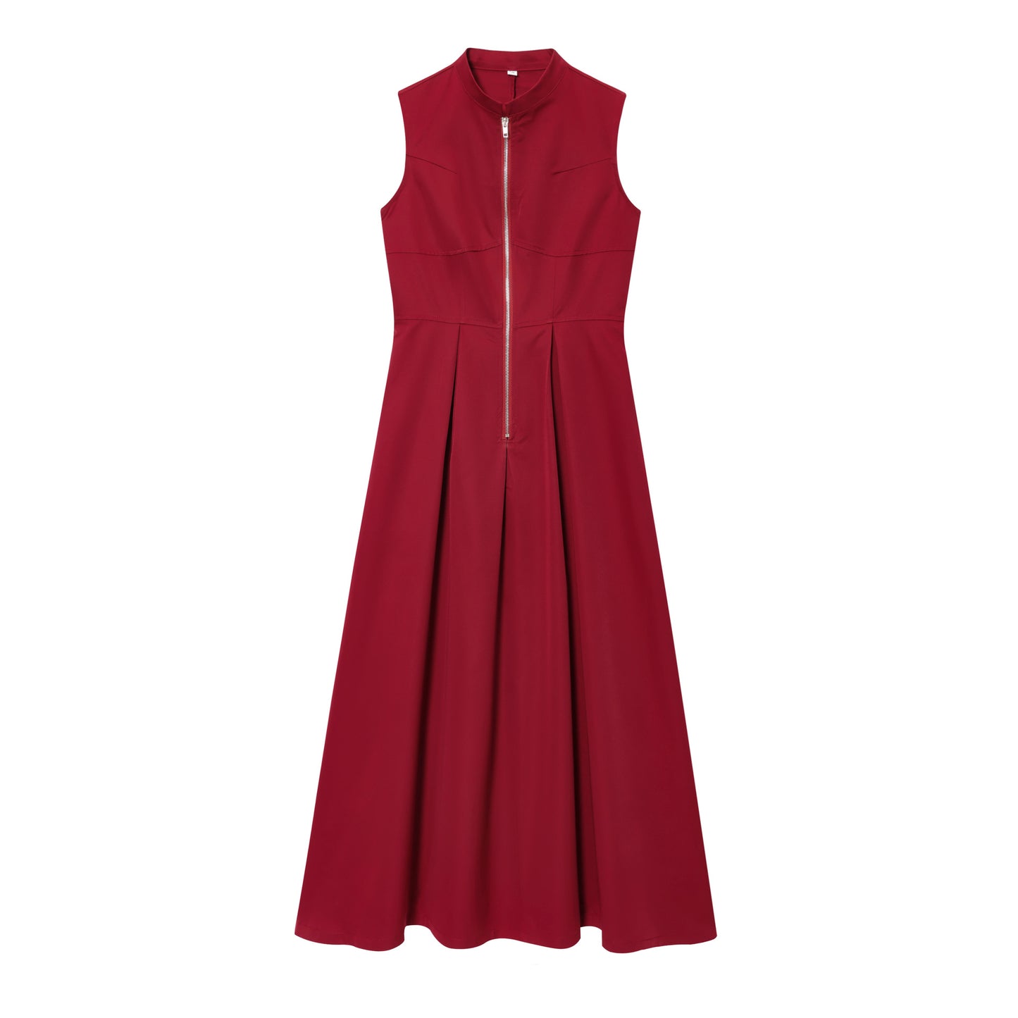 Minimalist Sleeveless Zip Closure Midi Dress