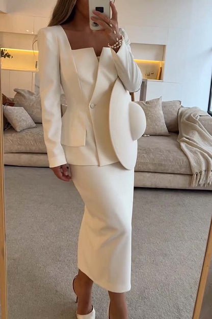 Elegant Office Blazer Skirt Set