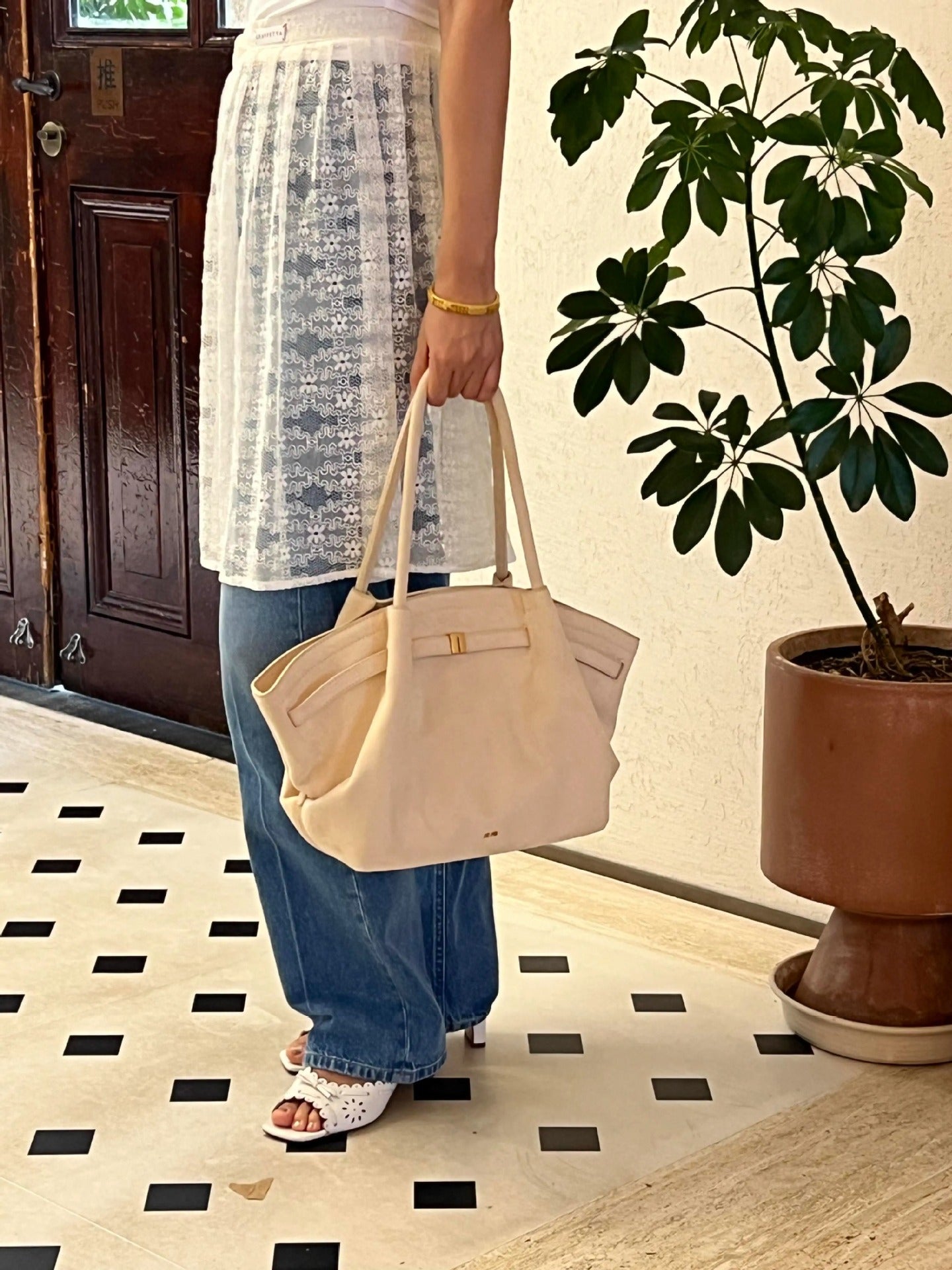 Soft Leather Dumpling Tote Bag