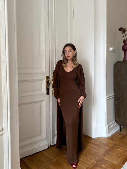 Knit Tank Maxi Dress + Long Sleeve Cardigan Set