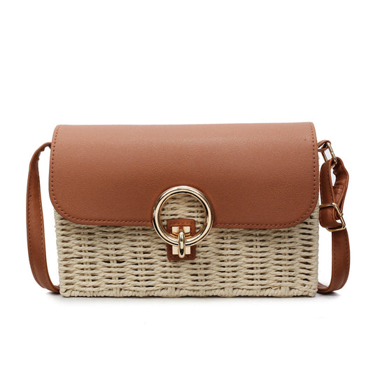 Round-mouth woven small square bag