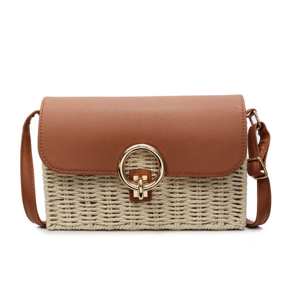 Round-mouth woven small square bag