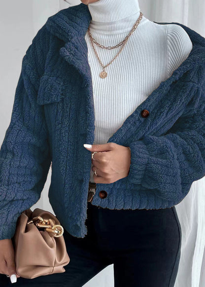 Women’s Plush Rabbit-Fur Fleece Collar Jacket – Soft, Thick & Cozy Winter Outerwear