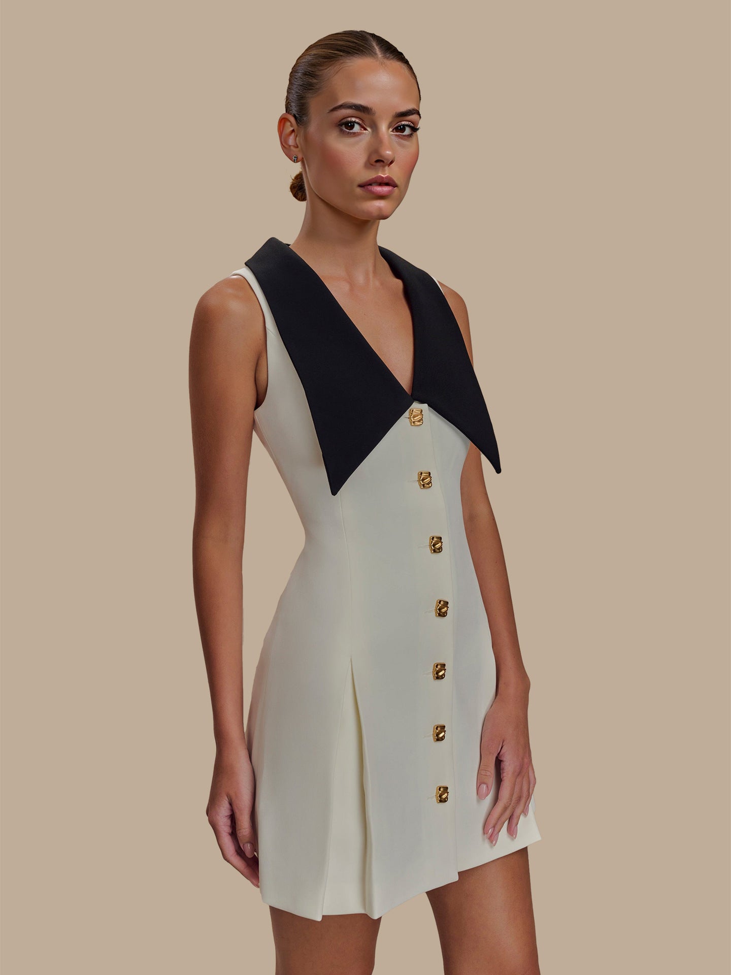 Classic Dress with Lapel Collar
