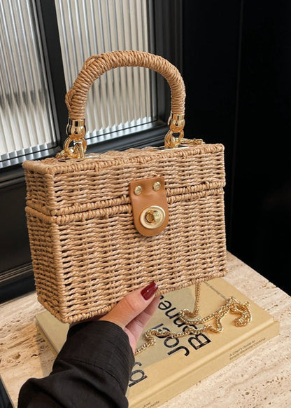 Mini Tweed-Inspired Straw Box Bag