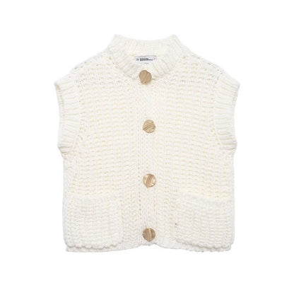 Chunky Knit Short Vest Cardigan