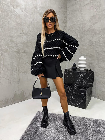 Oversized Chunky Knit Striped Sweater