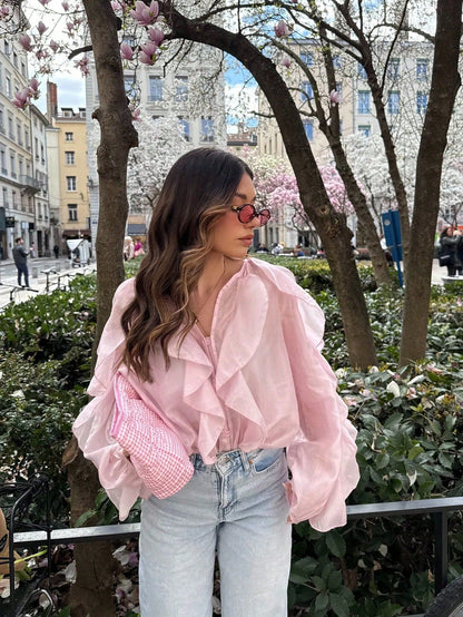 Layered solid color flowing shirt
