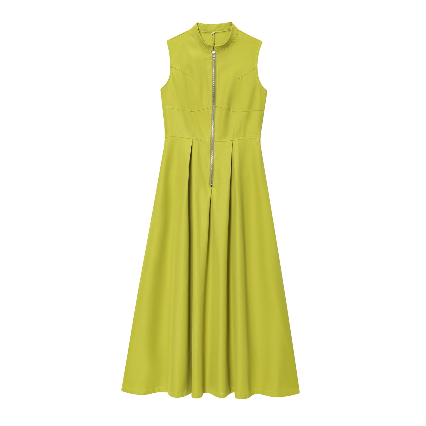 Minimalist Sleeveless Zip Closure Midi Dress