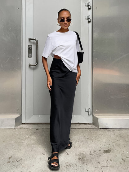 Versatile Silk Midi Skirt